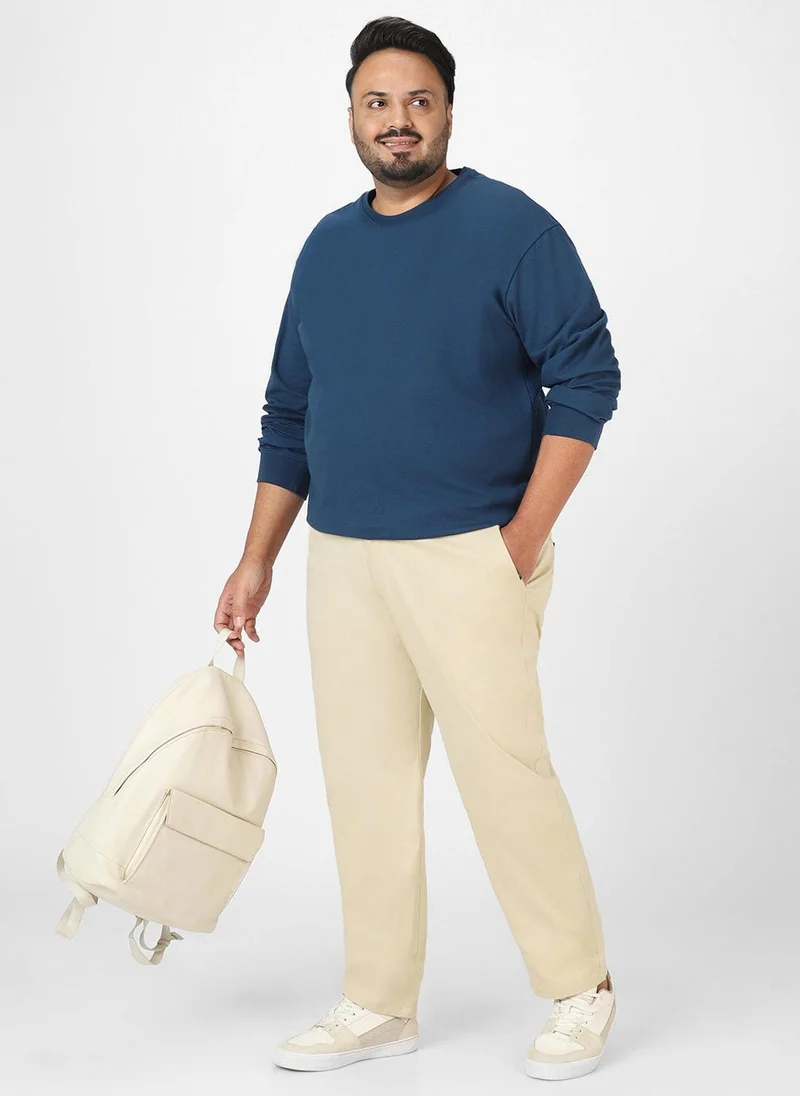 Urbano Fashion  Urbano Plus Men's Cream Cotton Regular Fit Casual Chinos Trousers Stretch for Men | Best Price UAE